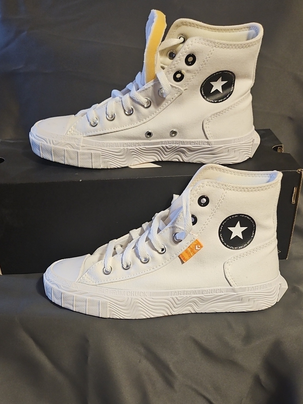 Converse Kids High-Top Sneakers - White with Black Star Patch